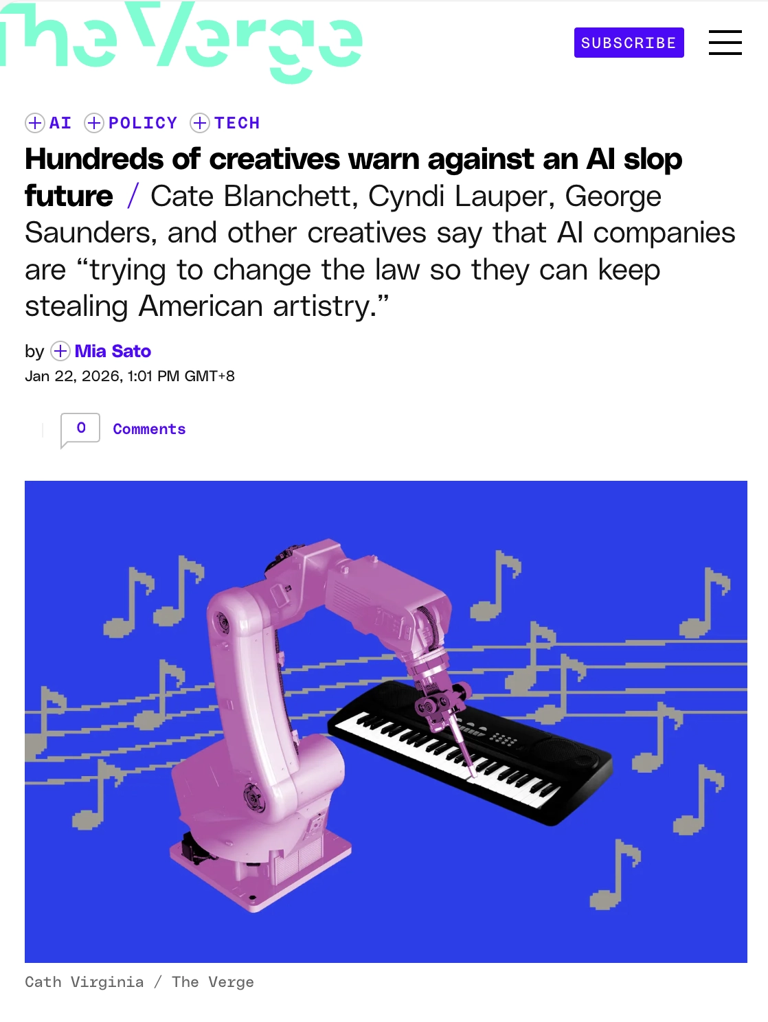 美约800文艺界名人反对AI公司内容训练行为,诉求授权执法