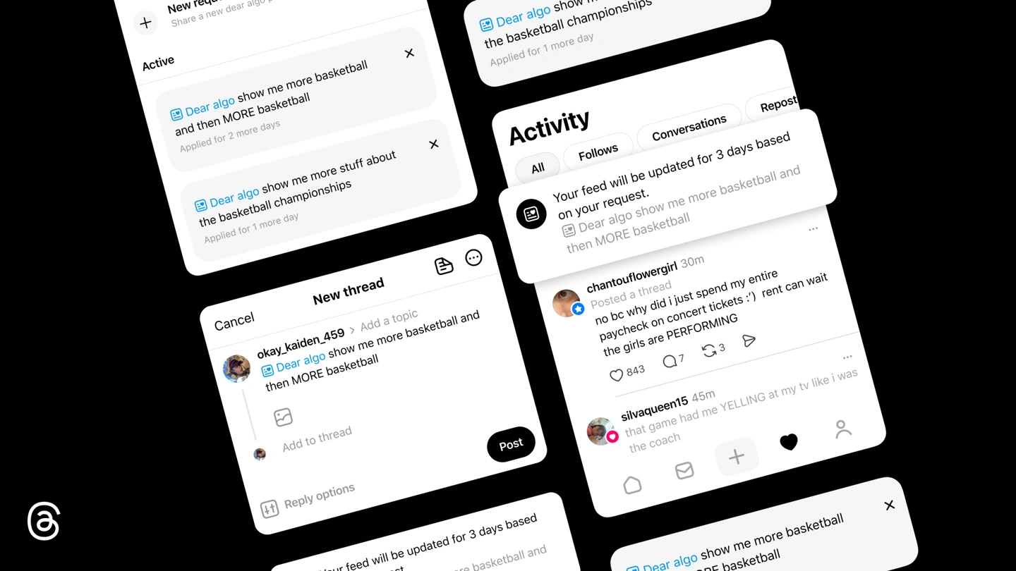Meta旗下Threads推出Dear Algo功能,个性化调整信息流内容