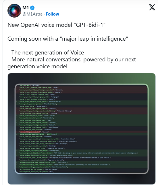 OpenAI将推GPT-Bidi-1升级语音模型,突破单工对讲局限