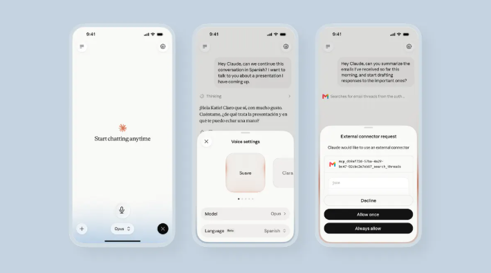 Claude语音升级:用Opus和Sonnet模型解复杂难题,支持Gmail和Slack