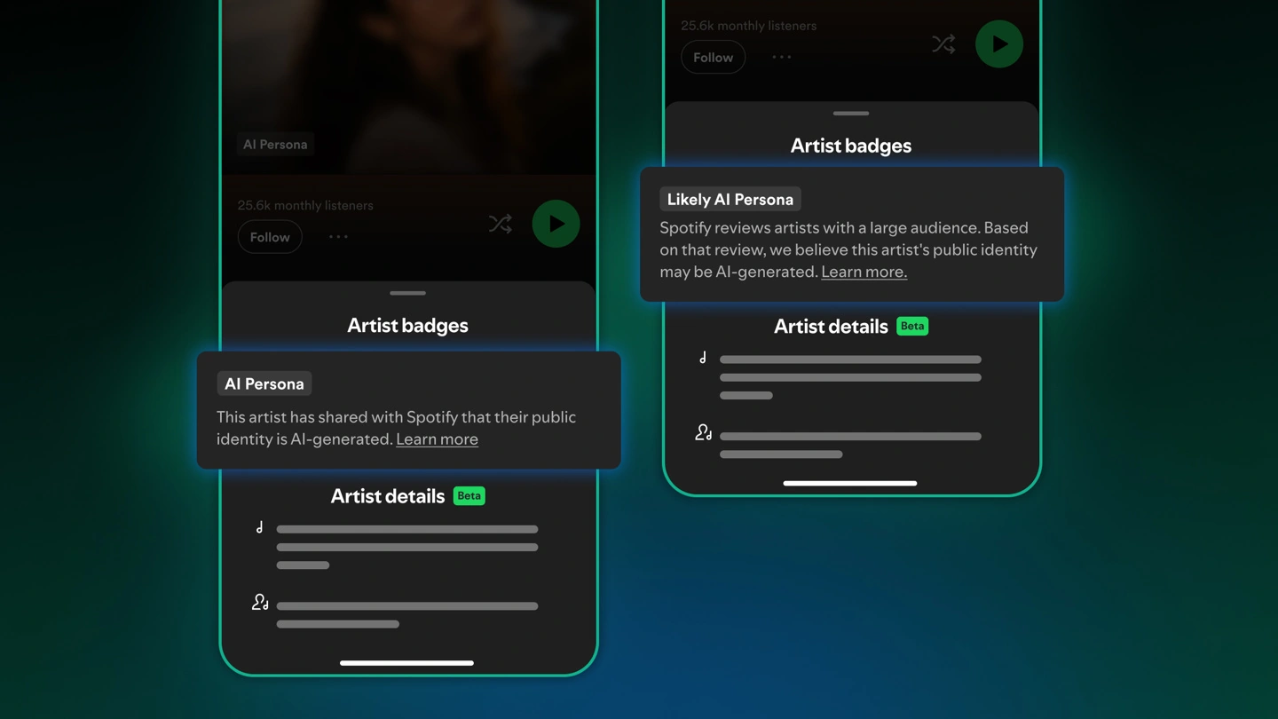 Spotify推出AI歌手标签,真人优先推荐防混淆