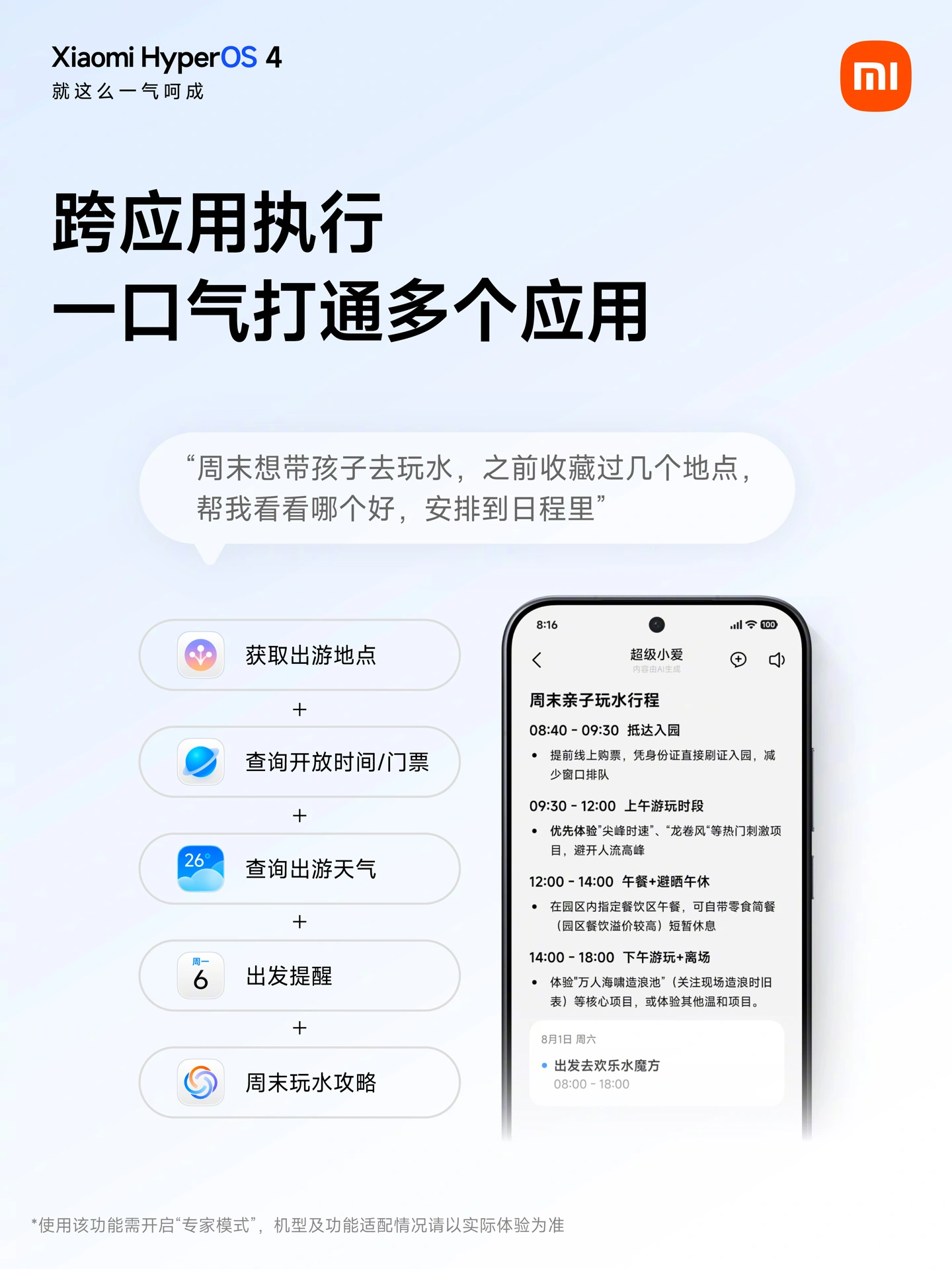 小米澎湃OS超级小爱专家模式上线,复杂任务一句话搞定
