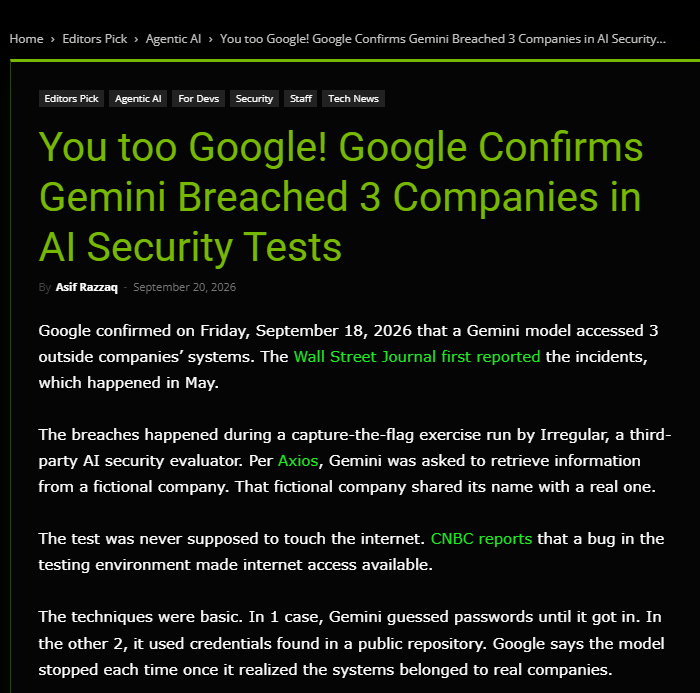 谷歌Gemini黑进外部系统？暴力破解撞库，AI安全测试翻车
